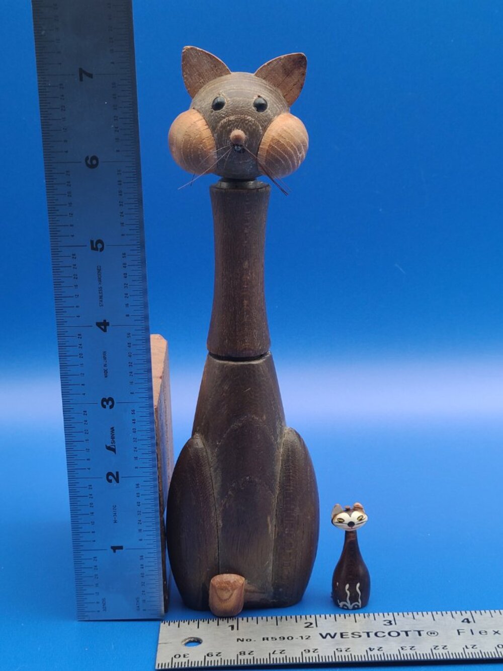 MCM Barware Wood Cheeky Cat Corkscrew plus Japan Miniature Cat AS IS - Picture 17 of 17